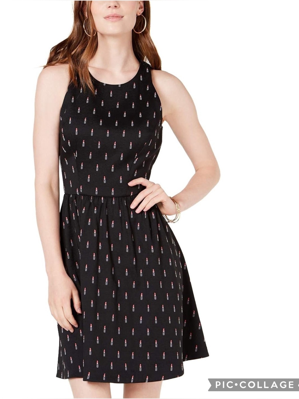 Retroā Lipstick Print Fit Flare Mini Dress Maison Jules Sleeveless